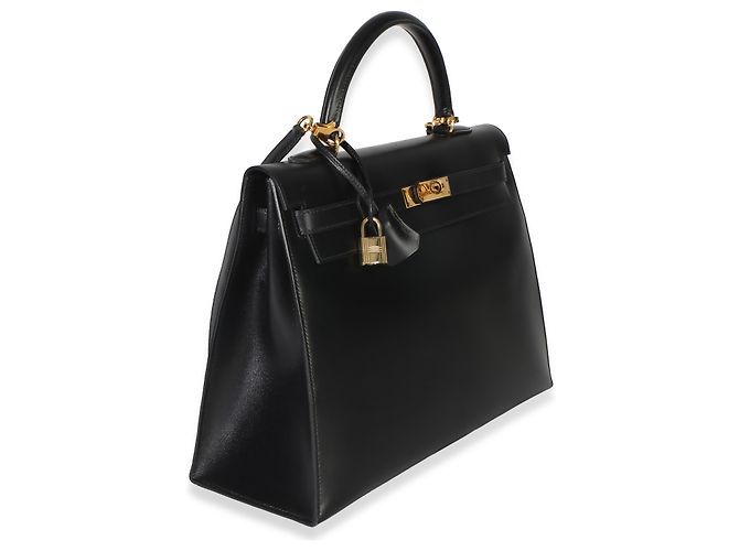 Hermès Vintage Black Box Sellier Kelly 35 GHW Nero - vista 4