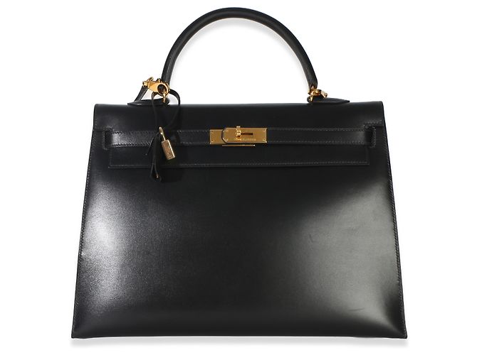Hermès Vintage Black Box Sellier Kelly 35 GHW Nero - vista 8