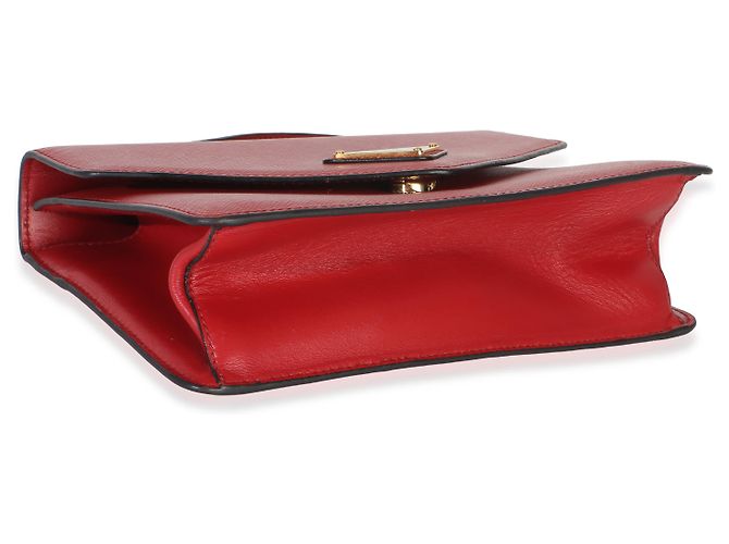 Borsa a tracolla Prada Red Saffiano Envelope Flap con catena Rosso - vista 6