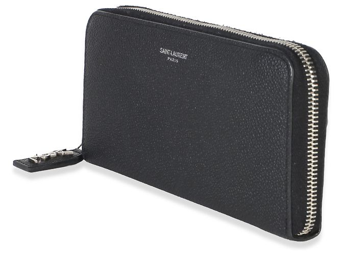 Portafoglio da viaggio con zip Saint Laurent Black Grain De Poudre Nero - vista 3