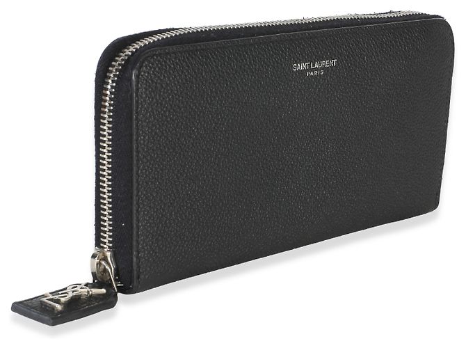 Portafoglio da viaggio con zip Saint Laurent Black Grain De Poudre Nero - vista 4