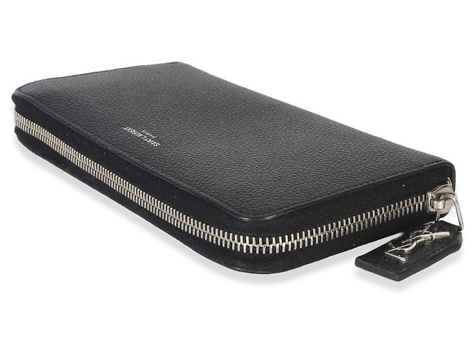 Portafoglio da viaggio con zip Saint Laurent Black Grain De Poudre Nero - vista 6