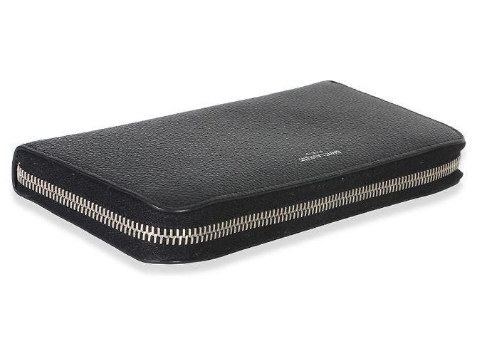 Portafoglio da viaggio con zip Saint Laurent Black Grain De Poudre Nero - vista 7