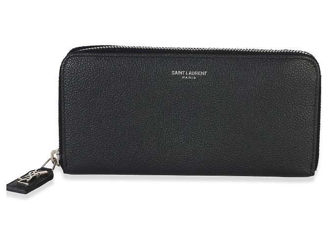 Portafoglio da viaggio con zip Saint Laurent Black Grain De Poudre Nero - vista 8
