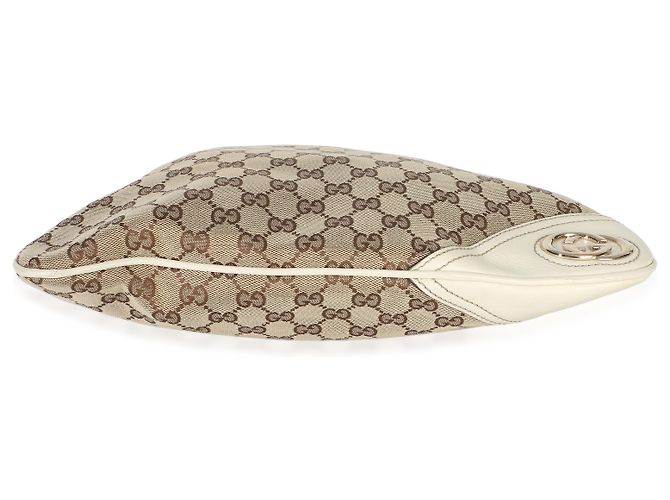 Gucci Vintage Cream GG Monogram Canvas Medium New Britt Hobo Beige - vista 2