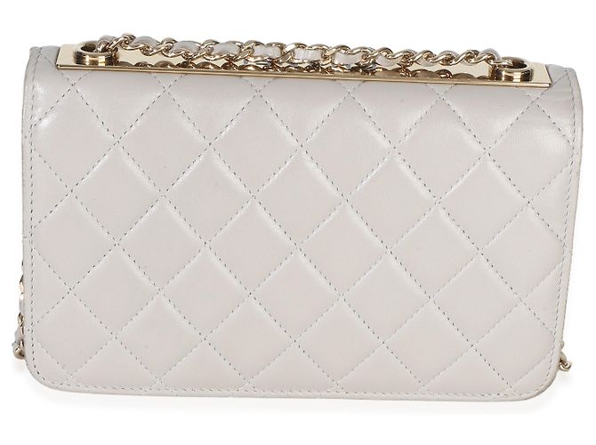 Chanel Trendy CC Wallet On Chain aus gestepptem Lammleder in Hellgrau Braun - Ansicht 5