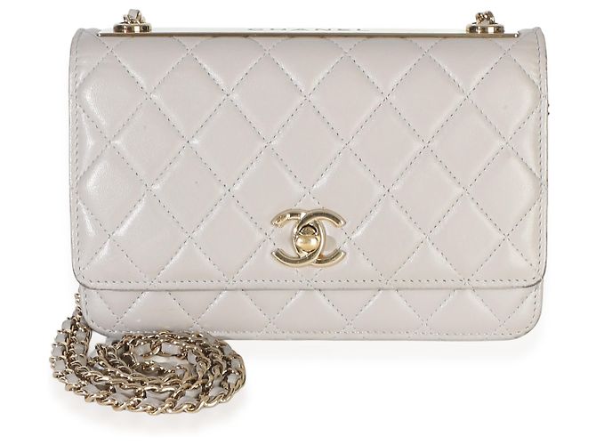 Chanel Trendy CC Wallet On Chain aus gestepptem Lammleder in Hellgrau Braun - Ansicht 6