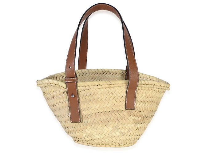 Bolsa Cesto Pequena Loewe em Ráfia Natural Tan Marrom Bege - vista 2
