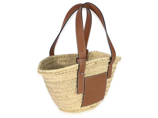 Bolsa Cesto Pequena Loewe em Ráfia Natural Tan Marrom Bege - vista 4