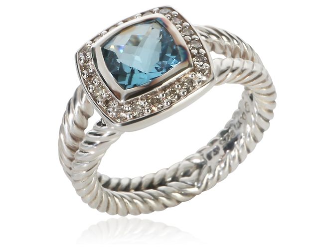 Anello Petite Albion David Yurman in argento sterling, topazio e diamante - vista 2