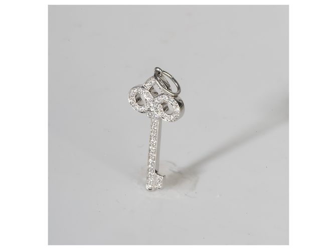 Pendente a Chiave Mini Fleur de Lis in Platino e Diamanti Tiffany & Co. - vista 4