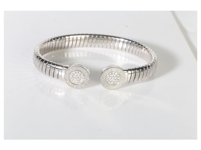 Bulgari Bracciale Tubogas in acciaio inossidabile e diamanti BVLGARI - vista 5
