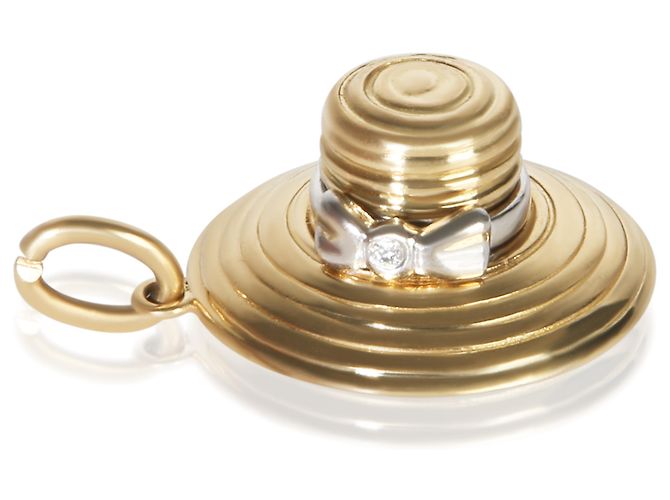 Tiffany & Co. Charm cappello da sole in oro bianco e oro giallo con diamanti - vista 3