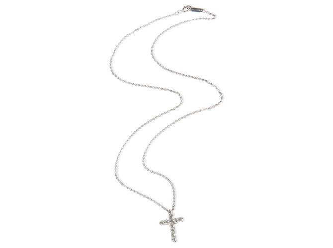 Pendente a Croce in Platino e Diamanti Tiffany & Co. - vista 3