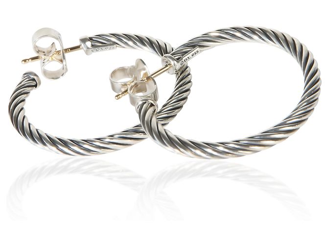 Orecchini a cerchio Cable in argento sterling David Yurman - vista 2