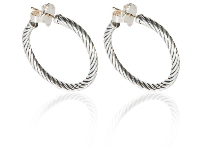 Orecchini a cerchio Cable in argento sterling David Yurman - vista 3
