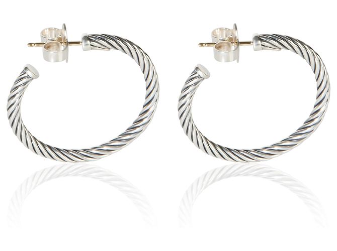 Orecchini a cerchio Cable in argento sterling David Yurman - vista 4
