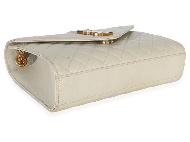 Borsa Satchel Monogram Small in pelle Grain De Poudre Beige Mixed Triquilt Saint Laurent - vista 7