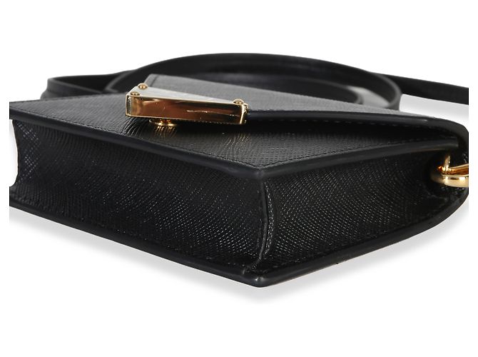 Tarjetero Prada de piel Saffiano negro con correa - vista 6