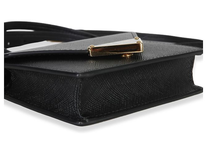 Tarjetero Prada de piel Saffiano negro con correa - vista 7