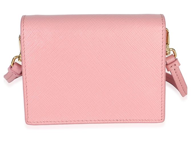 Tarjetero Prada de Saffiano rosa con correa - vista 2