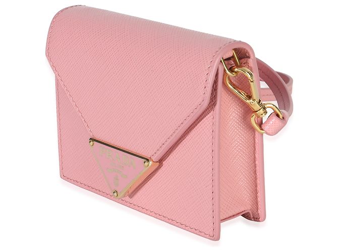 Tarjetero Prada de Saffiano rosa con correa - vista 3