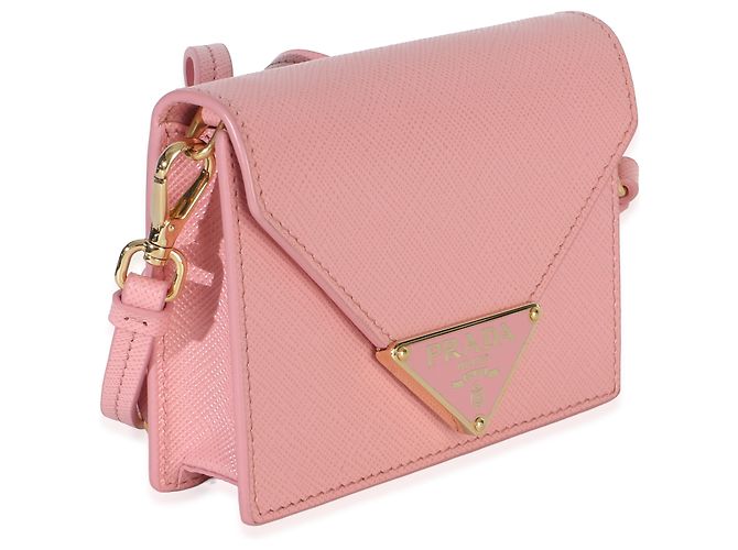 Tarjetero Prada de Saffiano rosa con correa - vista 4