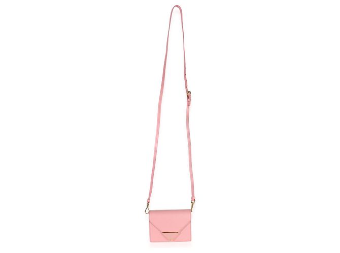 Tarjetero Prada de Saffiano rosa con correa - vista 5