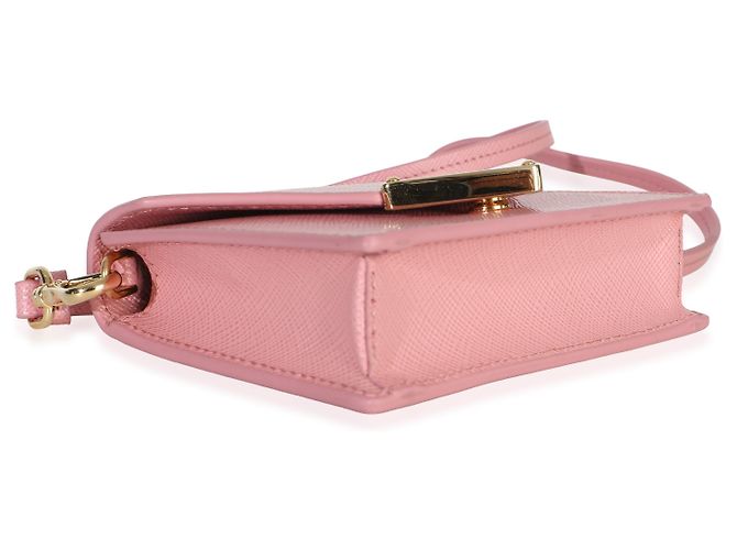Tarjetero Prada de Saffiano rosa con correa - vista 7