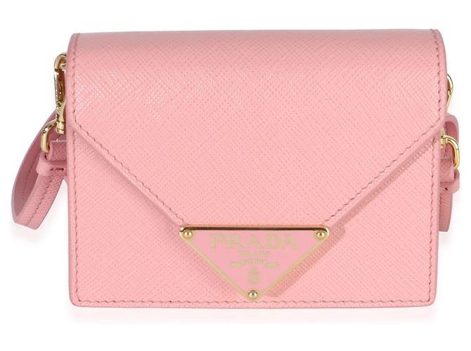 Tarjetero Prada de Saffiano rosa con correa - vista 8