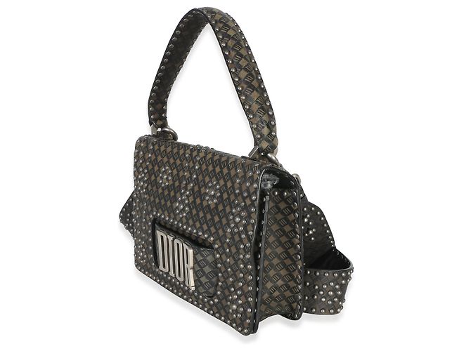 Borsa Christian Dior Dio(r)evolution con manico in pelle di vitello borchiata Olive Black Nero Verde - vista 3