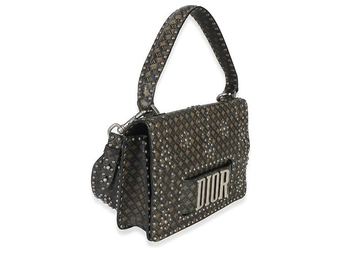 Borsa Christian Dior Dio(r)evolution con manico in pelle di vitello borchiata Olive Black Nero Verde - vista 4