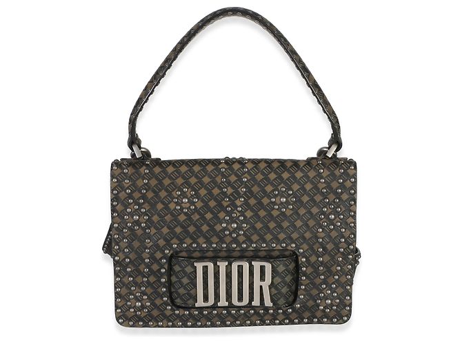 Borsa Christian Dior Dio(r)evolution con manico in pelle di vitello borchiata Olive Black Nero Verde - vista 8