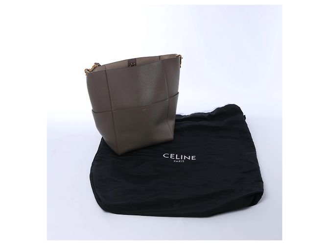 Céline Borsa a secchiello Celine Sangle in pelle Grigia Grigio - vista 14
