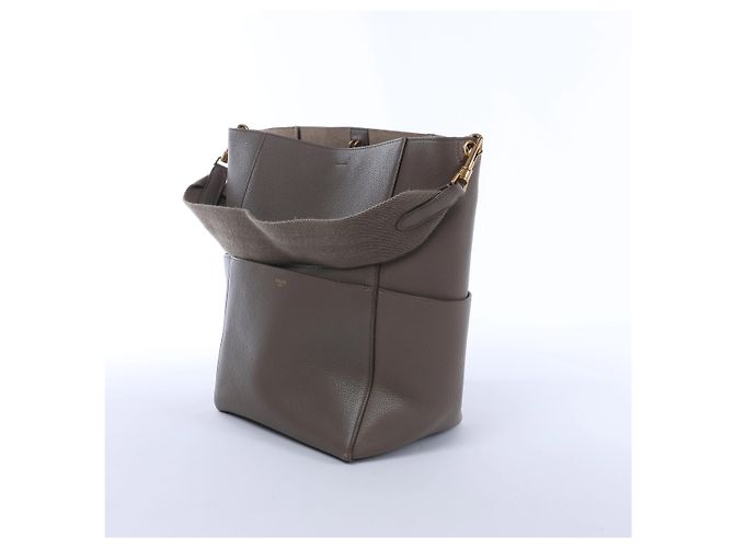 Céline Borsa a secchiello Celine Sangle in pelle Grigia Grigio - vista 2