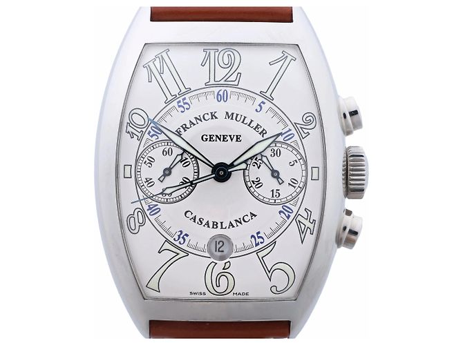 FRANCK MULLER Casablanca Chronograph 8885CCCDT 1876 SS & Leather AT Orologio quadrante argento Bianco - vista 2