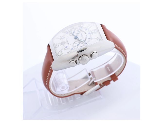 FRANCK MULLER Casablanca Chronograph 8885CCCDT 1876 SS & Leather AT Orologio quadrante argento Bianco - vista 3