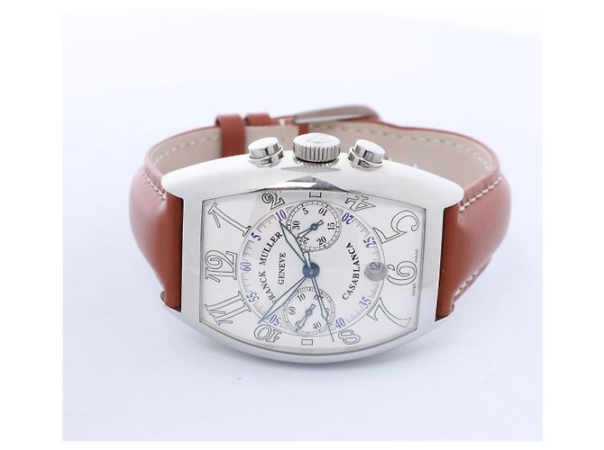 FRANCK MULLER Casablanca Chronograph 8885CCCDT 1876 SS & Leather AT Orologio quadrante argento Bianco - vista 4