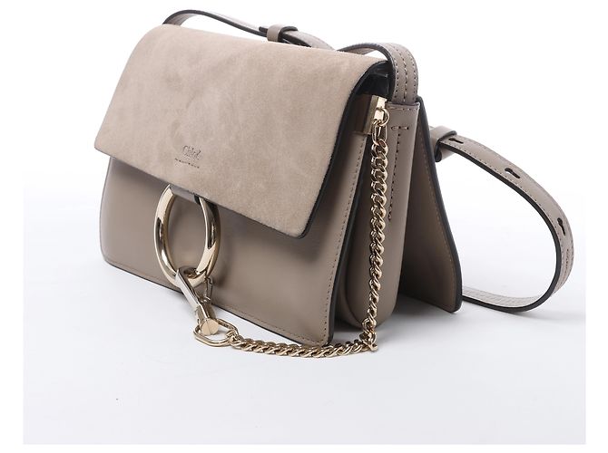 Chloé Borsa a tracolla Chloe Faye in camoscio e pelle Beige - vista 2