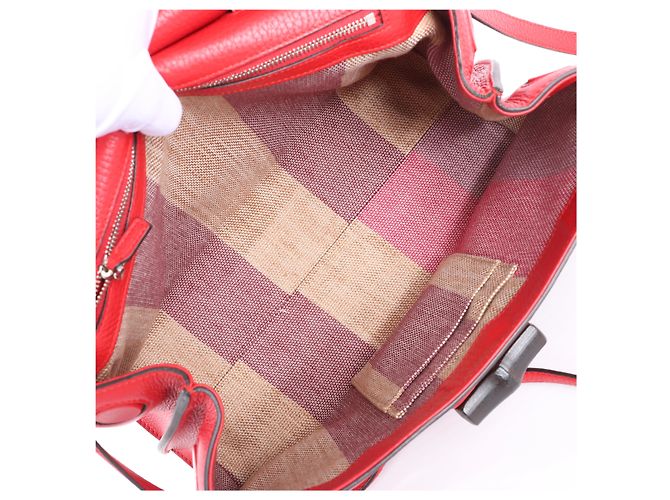 Borsa a mano 2Way Gucci Bamboo in pelle rossa 392013 Beige - vista 13