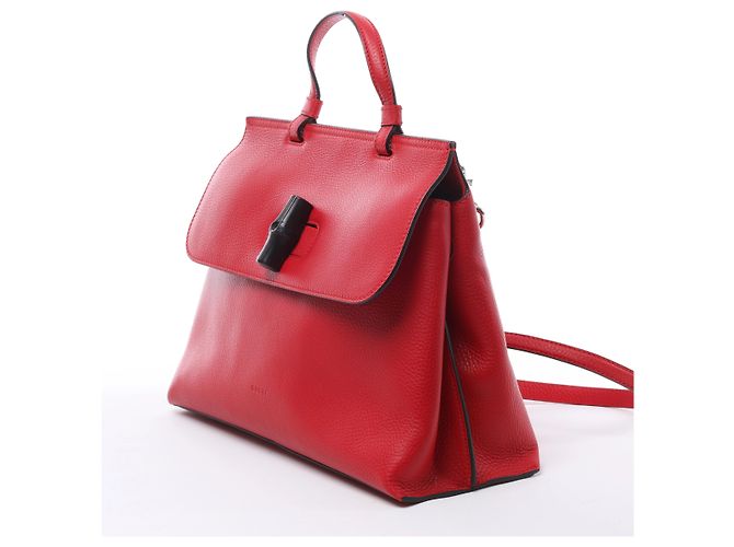 Borsa a mano 2Way Gucci Bamboo in pelle rossa 392013 Beige - vista 2