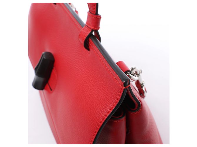 Borsa a mano 2Way Gucci Bamboo in pelle rossa 392013 Beige - vista 6