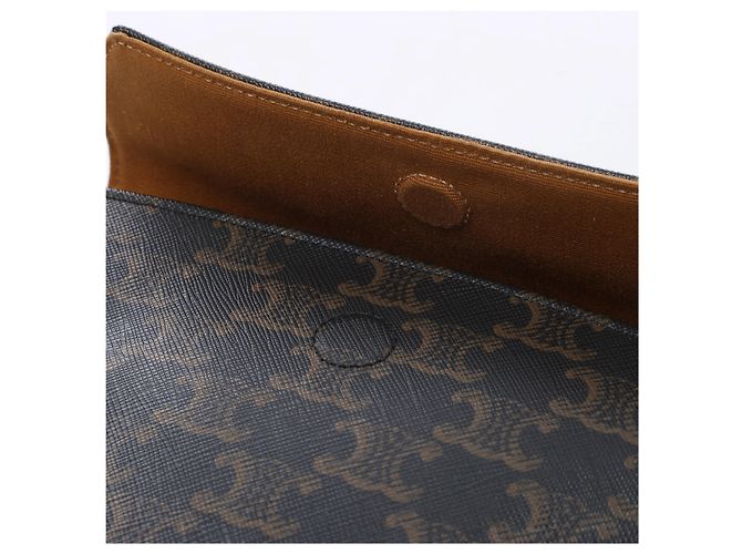 Céline Borsa a tracolla Celine Triomphe Triangle in PVC e pelle, marrone - vista 11