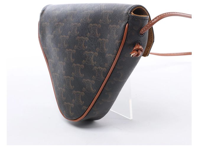 Céline Borsa a tracolla Celine Triomphe Triangle in PVC e pelle, marrone - vista 3