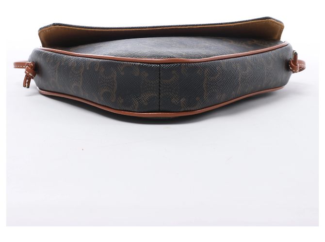 Céline Borsa a tracolla Celine Triomphe Triangle in PVC e pelle, marrone - vista 4