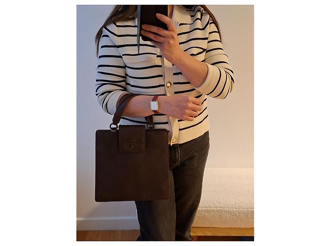 Borsa trapuntata Chanel in pelle marrone Marrone scuro - vista 12