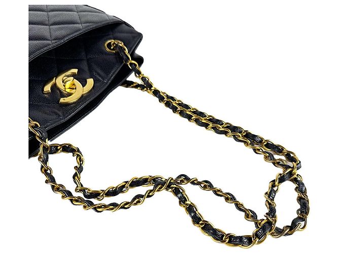 Borsa a tracolla Chanel in vitello grana Nero - vista 10