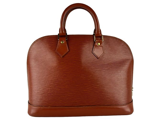 Borsa a mano Louis Vuitton Alma in pelle Epi Marrone - vista 3