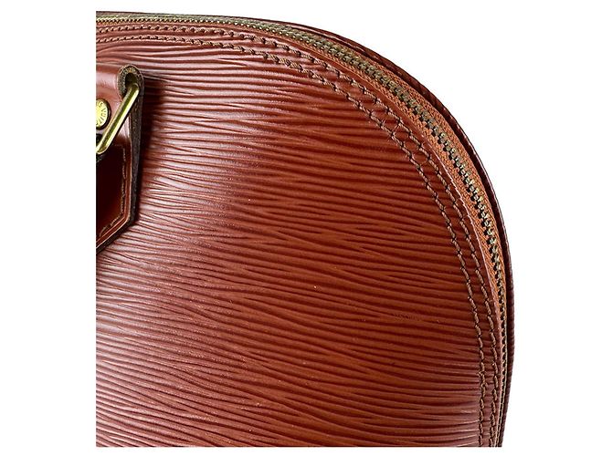 Borsa a mano Louis Vuitton Alma in pelle Epi Marrone - vista 7