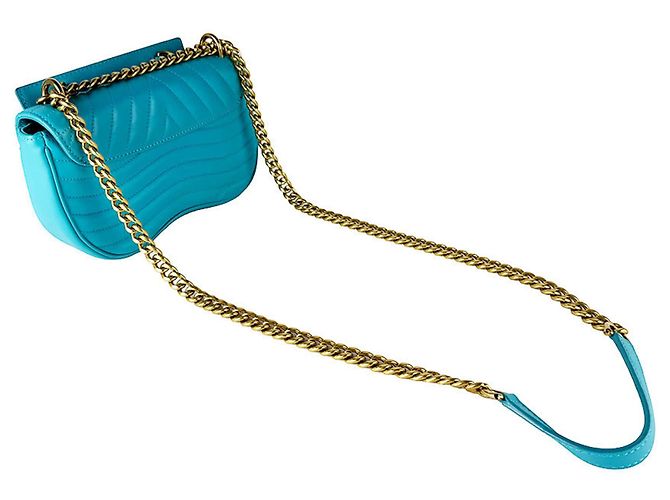 Borsa a tracolla con catena Louis Vuitton New Wave in Turquoise Turchese - vista 10
